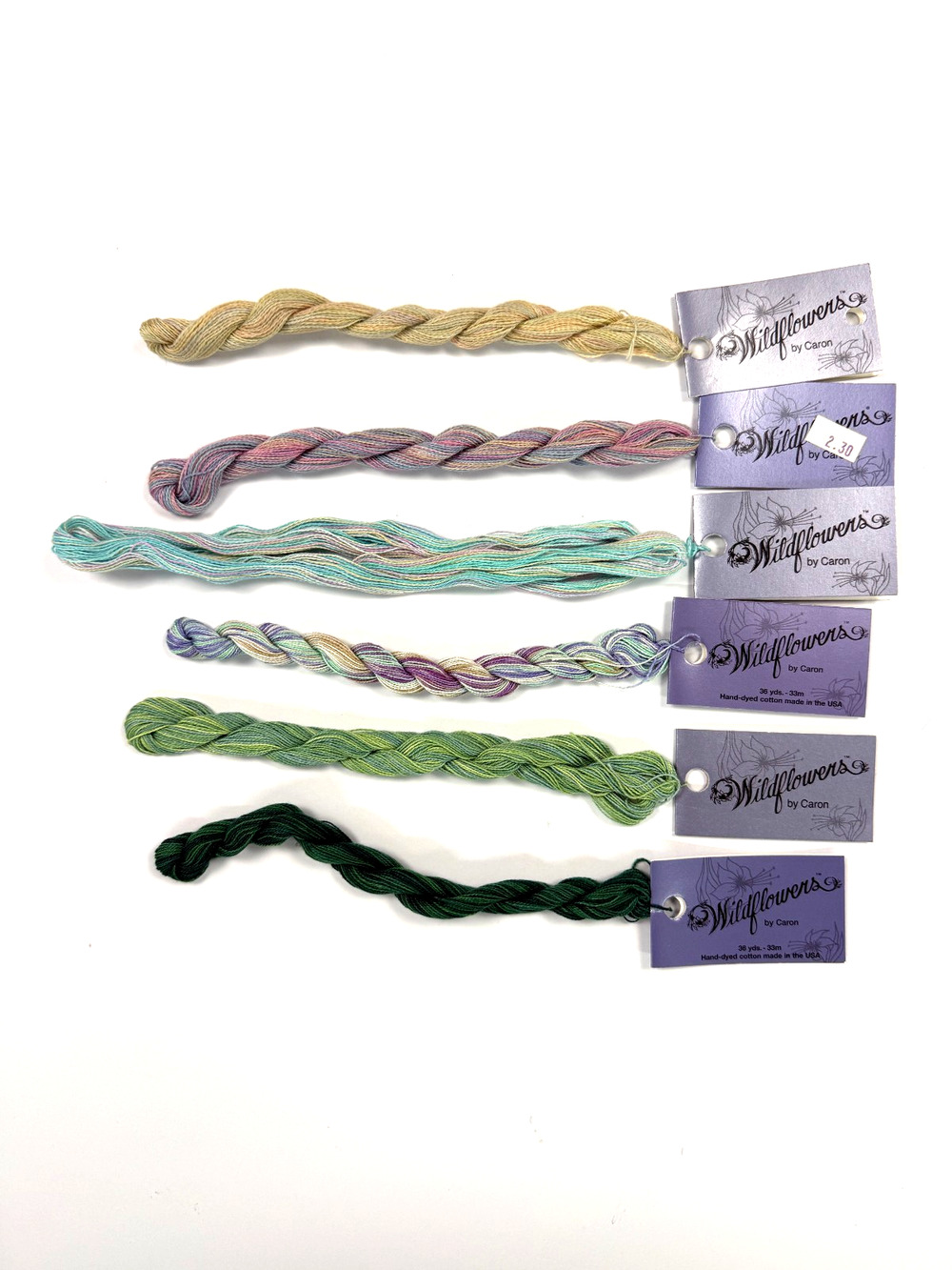 Lot 6 Caron Collection Wildflowers Hand-Dyed Cotton Thread Skeins Maple Celadon
